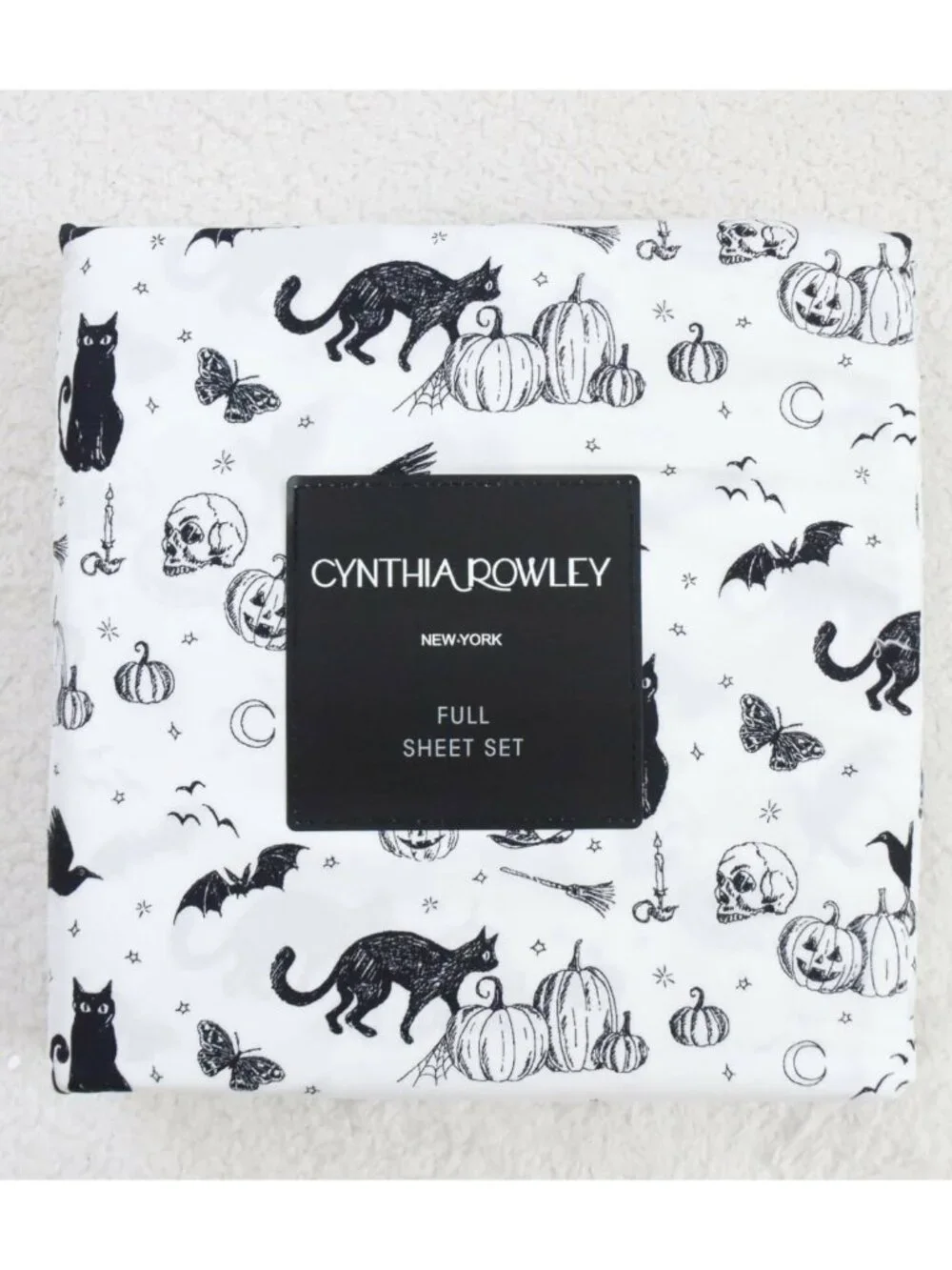 *Cynthia Rowley* Halloween Haunted Cats, Ghost, Pumpkin Sheets Set - FULL - NEW!